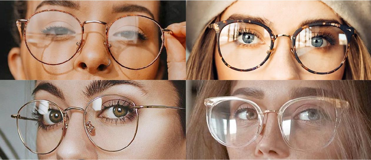 Diferentes modelos de armazón para cara redonda